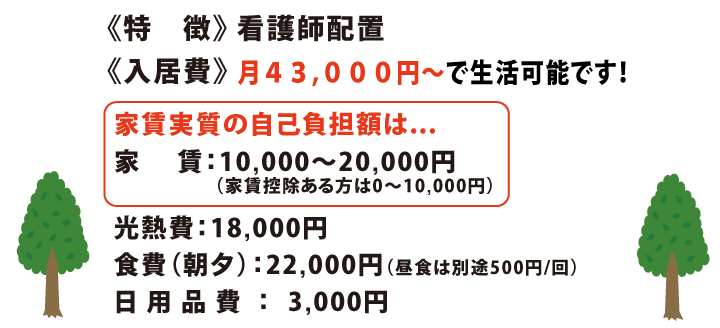 富士市の障がい者グループホーム「ハッピーホーム天間(女性棟)」料金表