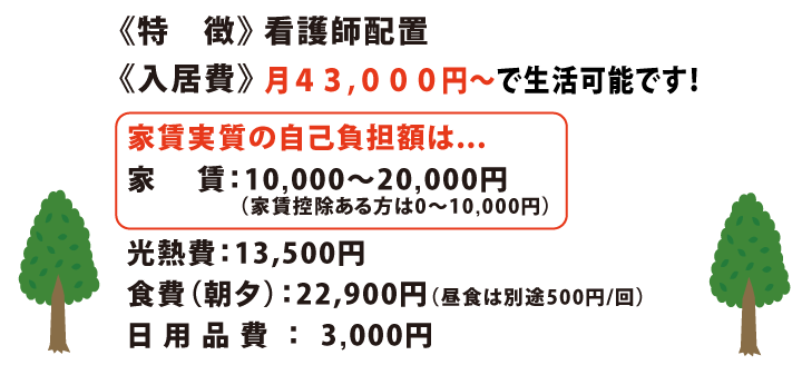 富士市の障がい者グループホーム「ハッピーホーム天間(女性棟)」料金表